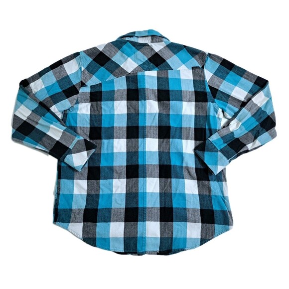 Ocean Current Mens Medium Flannel Shirt Lumberjack Blue Black White Check Plaid - Picture 4 of 9